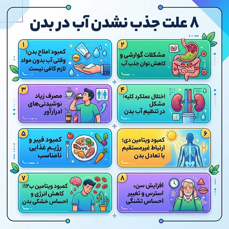 جذب نشدن آب علت جذب نشدن آب در بدن