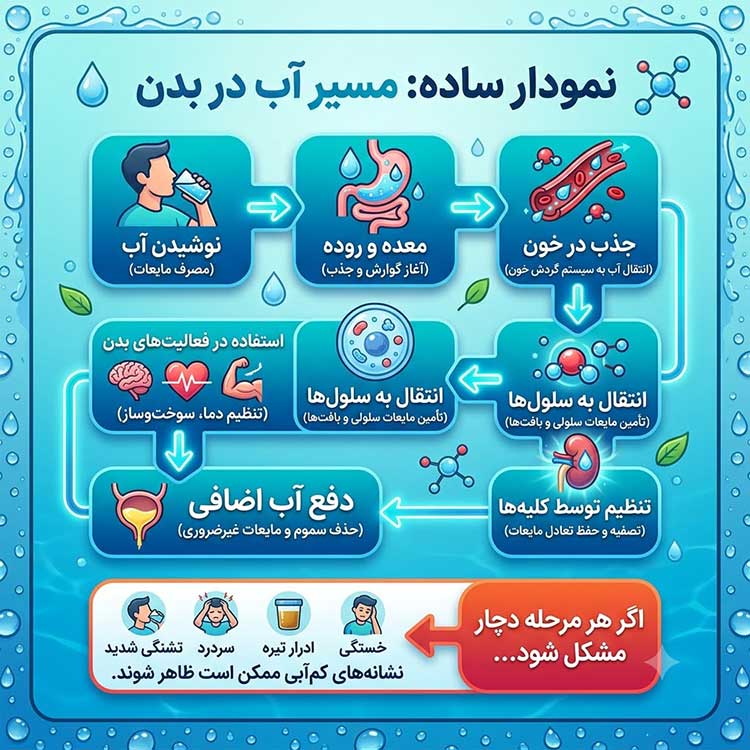 جذب نشدن آب مسیر آب در بدن