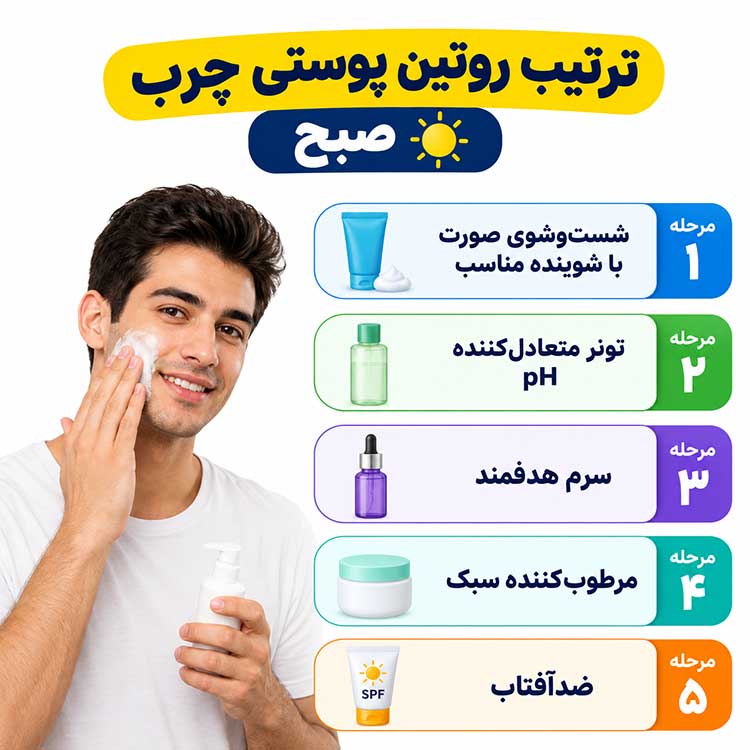 پوست چرب روتین پوستی چرب صبح
